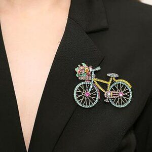 Cute Bicycle Pin Brooch Very Colorful with lots of Rhinestones